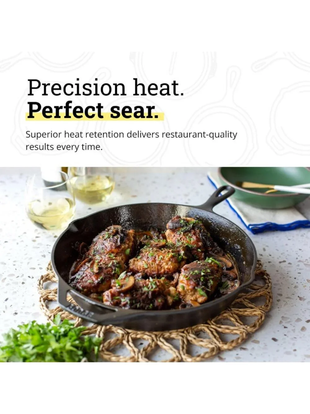 12-Inch Pre-Seasoned Cast Iron Skillet - PFAS-Free, Non-Stick Cookware Essential